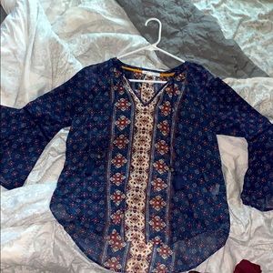 Multicolor bell sleeve top